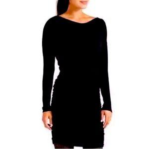 Athleta black long sleeve dress with side ruching